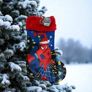 Marvel Spider-Man Santa Hat Christmas Holiday Stocking Red Plush Cuff 15" NEW